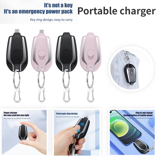 Portable Keychain Charger 1500mAh Ultra-Compact Mini Battery Pack