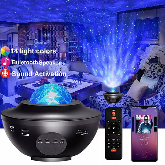 Projector Galaxy Night Light with Ocean Wave Music Speaker Sky Light Projector